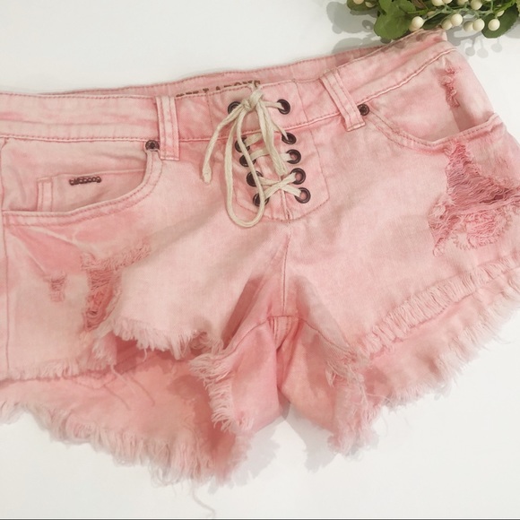 Billabong Pants - Billabong Reckless Distressed pink shorts sz0